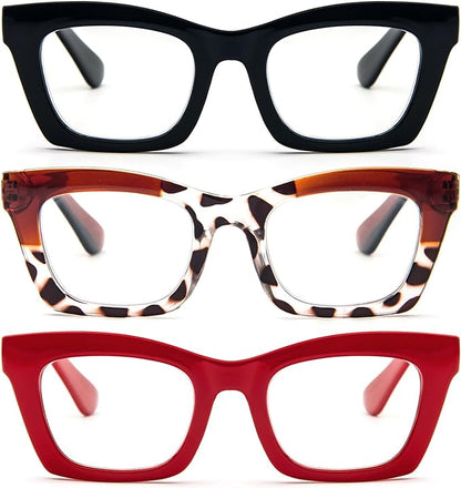 REAVEE Oprah Style Reading Glasses for Women, Blue Light Blocking Stylish Oversized Computer Readers Spring Hinge