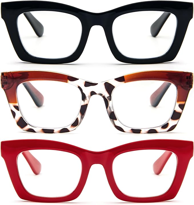 REAVEE Oprah Style Reading Glasses for Women, Blue Light Blocking Stylish Oversized Computer Readers Spring Hinge
