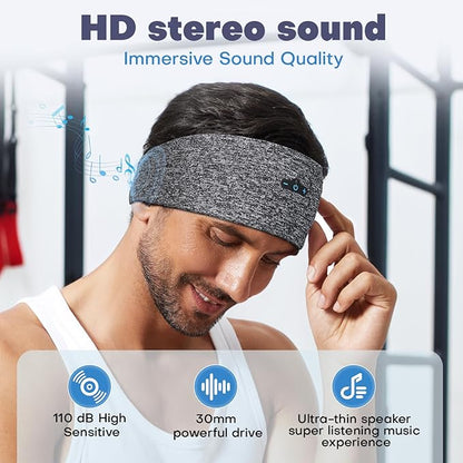 Sleep Headphones Bluetooth Headband for Side Sleeper, 17 Hours Playtime, Wireless Headband Headphones with HD Stereo Speakers for Workout,Running,Yoga, Ideal Gifts for Men, Women, Teens, Navy Blue