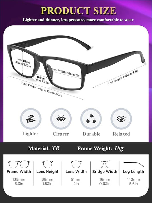 2 Pack Reading Glasses,Upgraded TR Blue Light Blocking Reading Glasses,Filter UV Ray/Glare Computer Readers, Stylish Lightweight Spring Hinges Eyeglasses for Women Men(Black/Leopard,1.50)