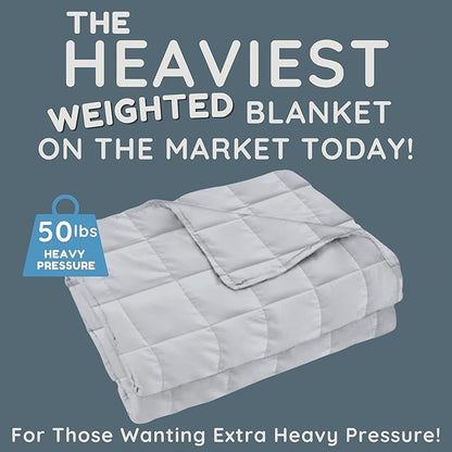HomeSmart 50lbs Weighted Blanket Queen Size – Heavy Pressure, Ultra Soft Hypoallergenic Fabric – The Heaviest Weighted Blanket, 92x88, Grey