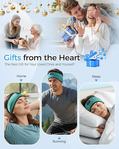 Sleep Headphones Wireless, Bluetooth Sports Headband with Built-in Speakers, Comfortable for Side Sleepers, Workout, Running, Yoga & Travel Long Battery Life, Gift for Men Women