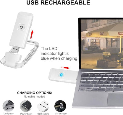LUXSWAY USB Rechargeable Book Light for Reading,Small Book Reading Lights in Bed,Clip On Bookmark Kids Lights for Bed,Brightness Adjustable for Eye Care,2 4000K and 2 1550K LEDs for Bookworms