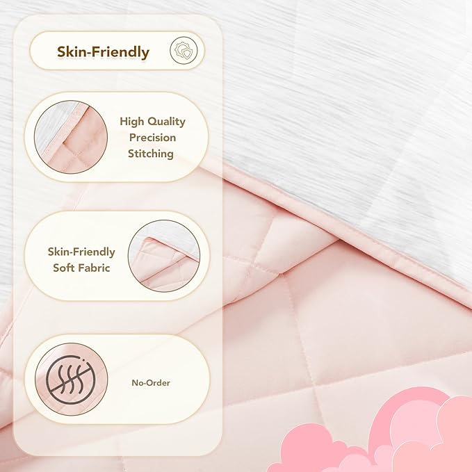 CuteKing Ultra-Cooling Weighted Blanket (10lbs, 40"x 60", Grey+Pink) Absorbs Heat to Keep Adults Cool on Warm Nights, Ultra-Cool Weighted Blanket for Cooling with Premium Glass Beads