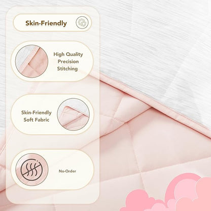 CuteKing Ultra-Cooling Weighted Blanket (10lbs, 40"x 60", Grey+Pink) Absorbs Heat to Keep Adults Cool on Warm Nights, Ultra-Cool Weighted Blanket for Cooling with Premium Glass Beads