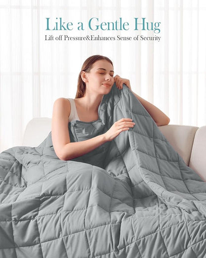 Topblan Weighted Blanket(60"x80" 20lbs Queen Size),Ultra Soft Cooling Weighted Blanket for Adults,Cozy Heavy Blanket with Glass Beads, Breathable Reversible Throw Blanket All Season, Grey