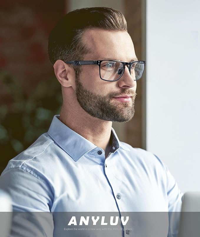 Blue Light Glasses Men Premium Mens Gaming Computer Glasses Clear Lens with Al-Mg Frame Anti Blue Ray Screen Blocker