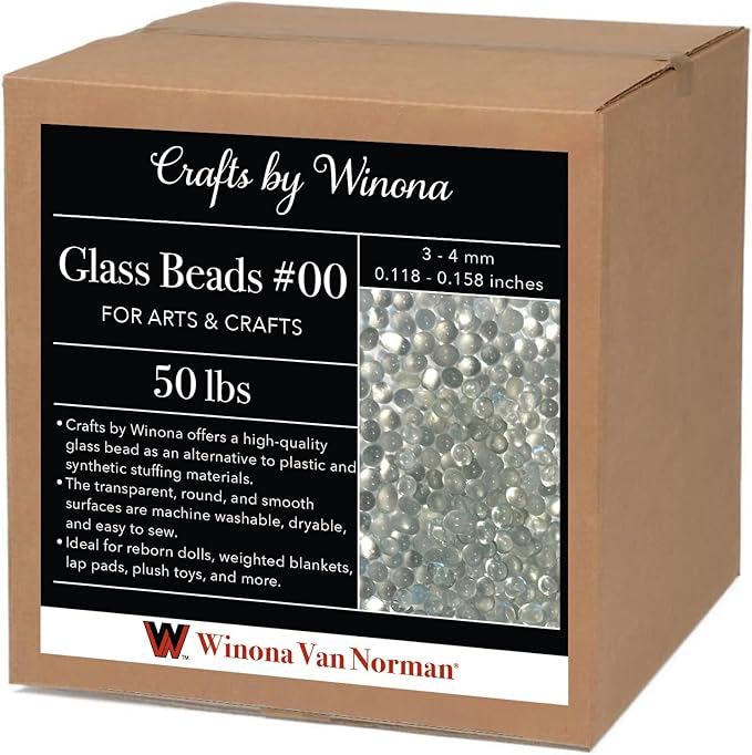 Crafts by Winona Premium Glass Bead Weighted Filler - 3-4mm (Size #00) Coarse Microbeads for Weighted Blankets, Knitted Crafts, Resin Art & Home Decor - Washable & High Density (48 lb.)