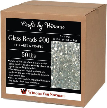 Crafts by Winona Premium Glass Bead Weighted Filler - 3-4mm (Size #00) Coarse Microbeads for Weighted Blankets, Knitted Crafts, Resin Art & Home Decor - Washable & High Density (48 lb.)