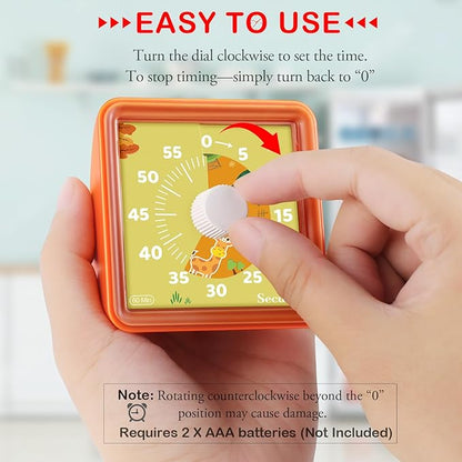Secura 60-Minute Visual Countdown Timer for Kids & Adults, Classroom Time Management Tool (Orange & Orange)