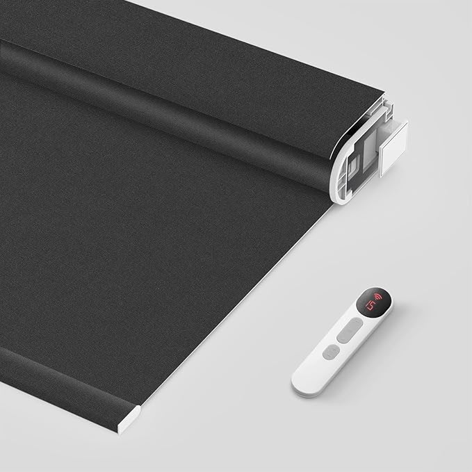 Bringnox No Drill Motorized Blinds with Remote,Blackout Windows,with Apple Homekit,Alexa,Google, with App,Voice Control Custom Size