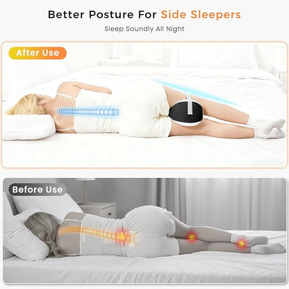 Knee Pillow for Side Sleepers, Memory Foam Leg Pillow for Spine Alignment, Sciatica, Hip & Joint Pain Relief, Breathable Cover & Adjustable Strap for Side/Back Sleepers