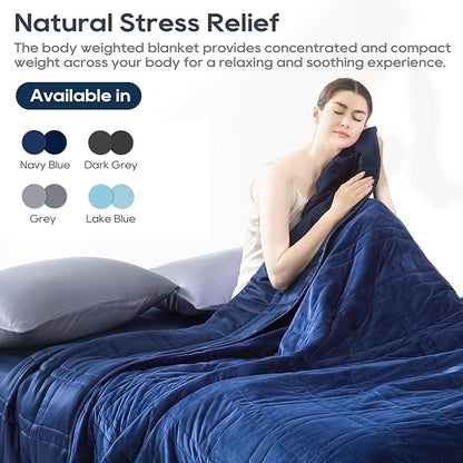 King Size Weighted Blanket 45lb(88''x104'', Dual-Sided), Cozy Warm Velvet & Cooling Tencel Fabric Reversible King Weighted Blanket for Adults & Couples All Season Use - Carry Bag Included, Navy Blue