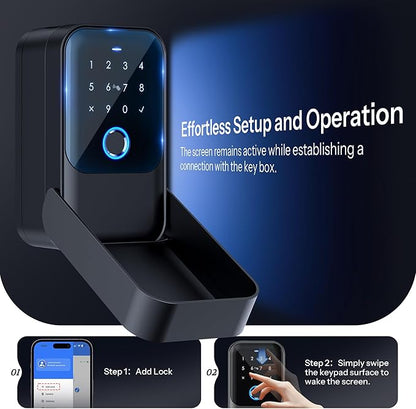Smart Key Lock Box - Advanced Fingerprint Recognition, TTLock Control, Manual Keys, Access Card - Weatherproof, Wall Mounted & Door Hanging for Home, Airbnb, Realtor and Office