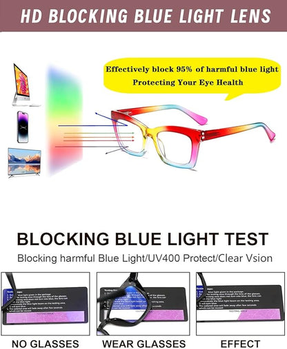 Hubeye Oprah Style Reading Glasses for Women Men Blue Light Blocking Computer Square Readers with Spring Hinge