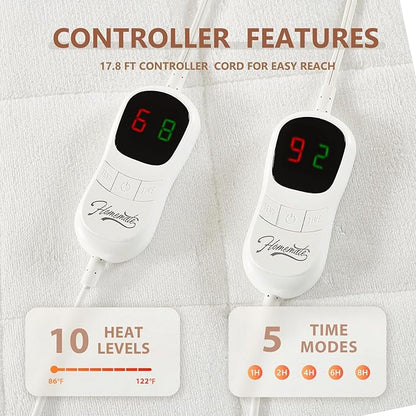 Homemate Heated Mattress Pad California King Size, 5 Heated Setting Coral Fleece Electric Mattress Pad King, Bed Warmer with Dual Controller & Auto Off 10 Hours, Fit Up to 21 Inch, 84"x72"