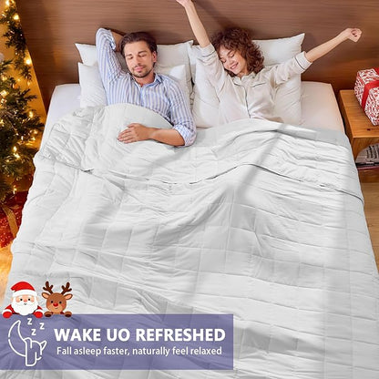 King Size Weighted Blanket for Adults (30 lbs, 80” x 87”, White) Cooling Heavy Blanket for Sleeping Perfect for 290-310 lbs, Breathable Blanket for Adults & Couple All Season, Machine Washable
