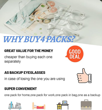 4 PACKS Blue Light Blocking Reading Glasses Women 1.0 1.25 1.5 1.75 2.0 2.25 2.5 2.75 3.0 3.5 4.0 5.0 6.0