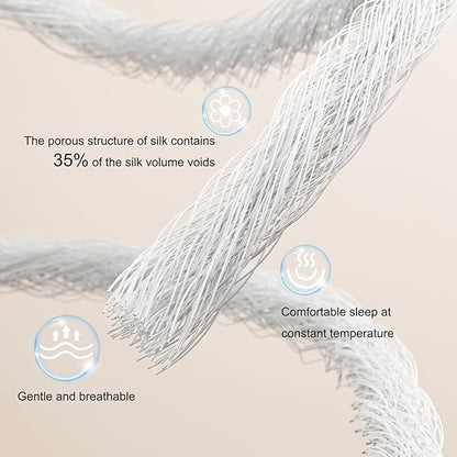 YOUR MOON Luxurious Summer/Spring Lightweight Mulberry Silk Comforter Twin Size,100% Natural Long Strand Silk Fill Duvet Blankets, Luxury Bedding Summer, Noiseless Cotton Shell (Dark Gray)