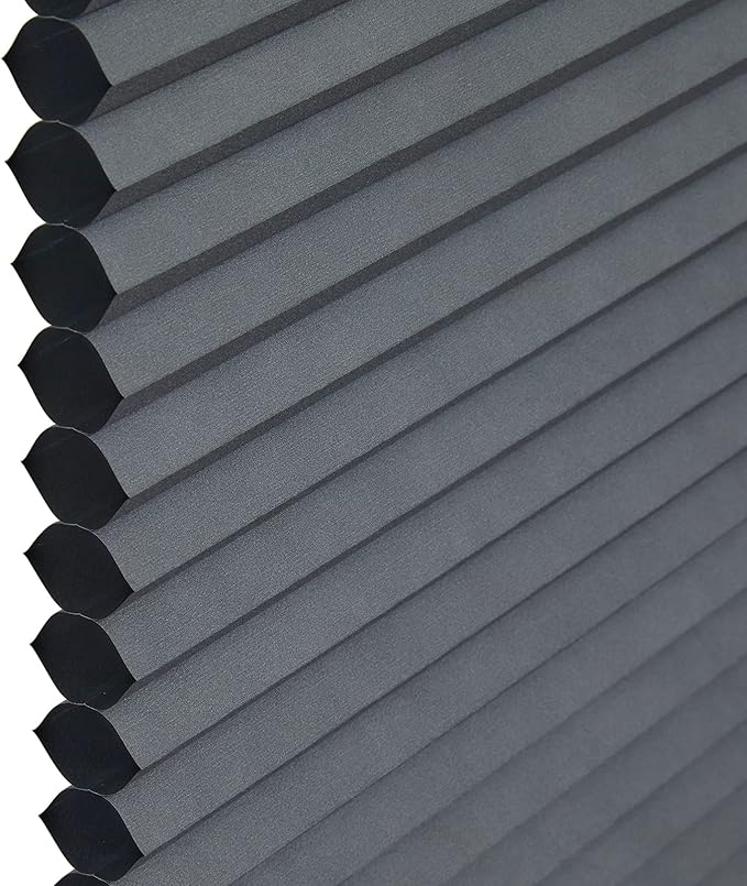 Persilux Custom Blackout Cellular Shades Cordless Blinds for Windows, Thermal Insulated, Noise Reduction, Room Darkening Honeycomb Blinds for Home, Night Grey