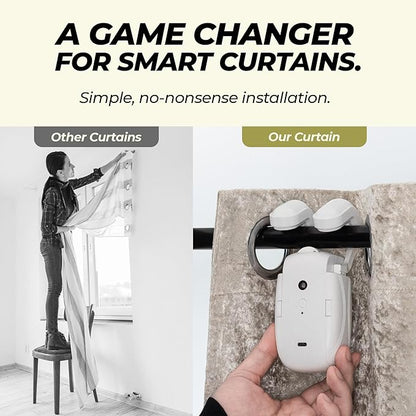 Smart Curtain Opener with Remote Control, High Performance Motor for Roman, T/U-Shaped Tracks Automated Opening and Closing (WiFi)