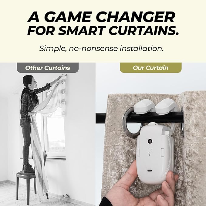 Smart Curtain Openers with Remote Control, High Performance Motor for Roman, T/U-Shaped Tracks Automated Opening and Closing (WiFi 2PK)