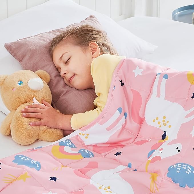 HOSUKKO Weighted Blanket - 2 lbs Pink Unicorn Heavy Lap Indoor - Breathable Blanket(36 * 48 inches, 2 lbs)