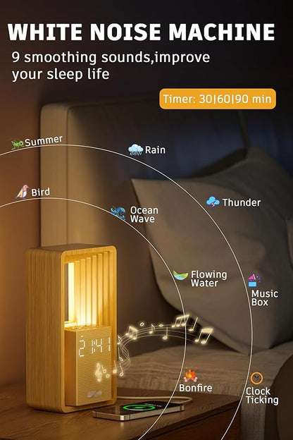 Sunrise Alarm Clock with Wake-Up Light: Dual Alarm White Noise Sound Machine with USB Charger, 9 Sleep Aids, Dimmable Display, Auto Timer, Ideal Night Light for Heavy Sleeper, Kid, Bedroom