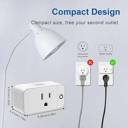 Matter Smart Plug Mini 15A, Support Apple HomeKit, Siri, Alexa, Google, SmartThings, App & Voice Control, Schedule & Timer, Super Easy Setup, 2.4G Wi-Fi Only, ETL&FCC, 4-Pack