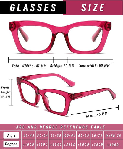 Hubeye Oprah Style Reading Glasses for Women Men Blue Light Blocking Computer Square Readers with Spring Hinge