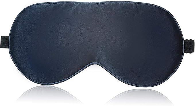 MMCTION Silk Sleep Eye Mask Ultra Comfortable Soft Eye Covers Night Mask Blackout Blindford Eye Shades for Sleeping with Adjustable Strap for Women Men Blue
