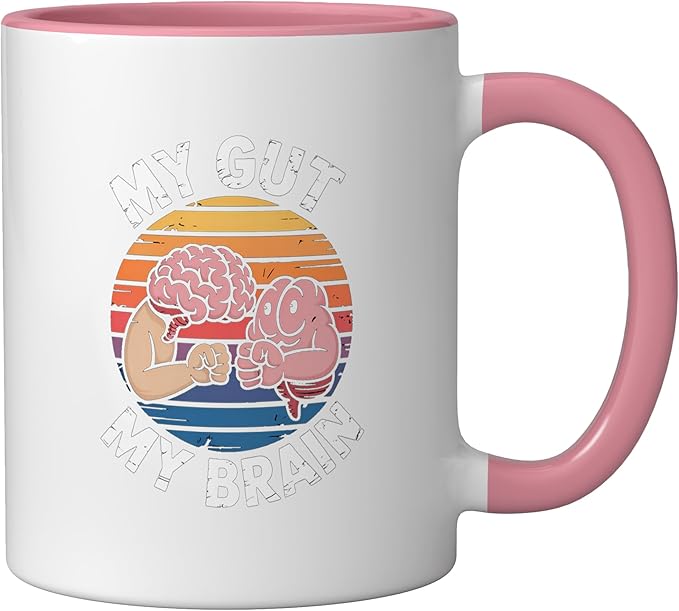 Relaxation Breathing Vagus Nerve Stimulation Stress Relief Ceramic Mug, Pink/White