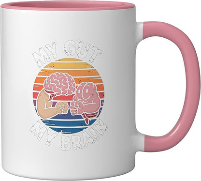 Relaxation Breathing Vagus Nerve Stimulation Stress Relief Ceramic Mug, Pink/White