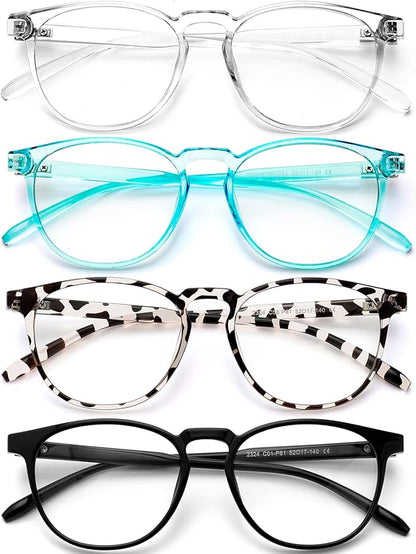 Blue Light Blocking Glasses for women/men - 4Pack Computer Reading/Gaming/TV/Phones Glasses Anti UV Glare Eyestrain