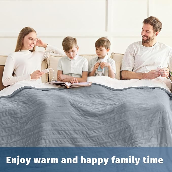 Heated Electric Blanket Queen Size - 84" x 90" Heating Blanket with Dual Control, 10 Heating Levels & 8 Hours Auto Off, Soft Warm Flannel Blanket, Christmas Birthday Gifts for Senior Grandma