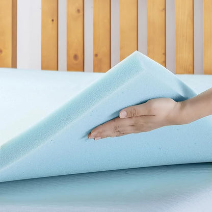 Best Price Mattress 1.5 Inch Ventilated Memory Foam Mattress Topper, Cooling Gel Infusion, CertiPUR-US Certified, Dorm Essentials, Short Queen