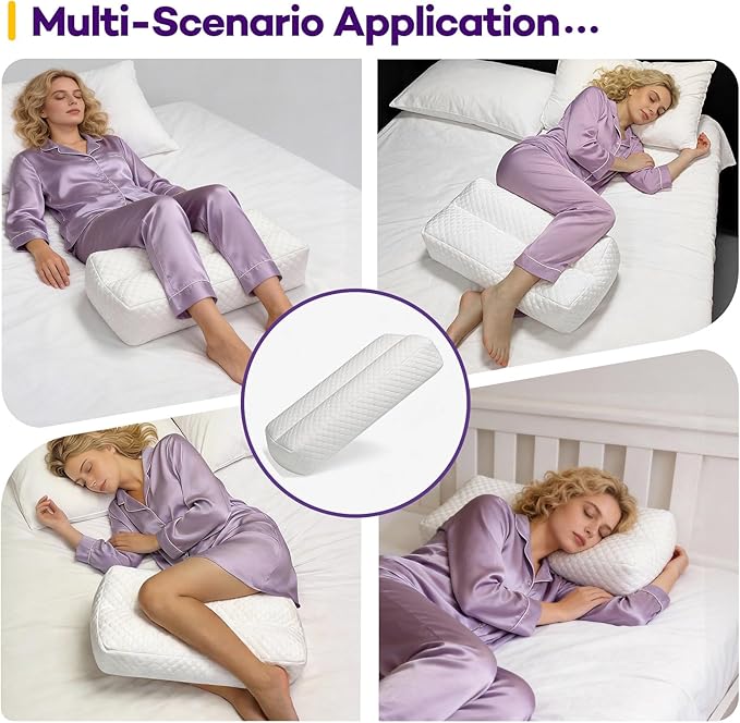 Shredded Memory Foam Knee Pillow for Side Sleepers, Supportive Leg Pillow for Side Sleeping, Relieve Hip Back & Leg Pain, White
