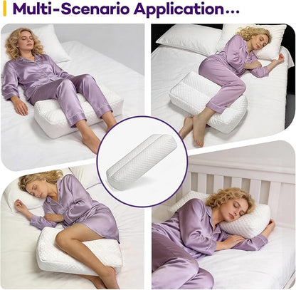 Shredded Memory Foam Knee Pillow for Side Sleepers, Supportive Leg Pillow for Side Sleeping, Relieve Hip Back & Leg Pain, White