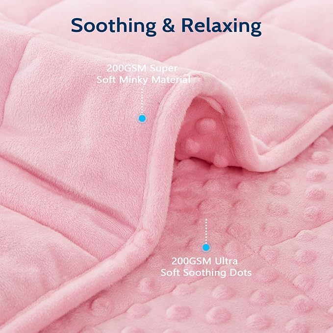 L'AGRATY Weighted Blanket for Adult - 60"x80" 15lbs Minky Dots Heavy Blanket with Glass Beads Soft Breathable for All-Season Summer Fall Winter Thick Comfort for Sleeping