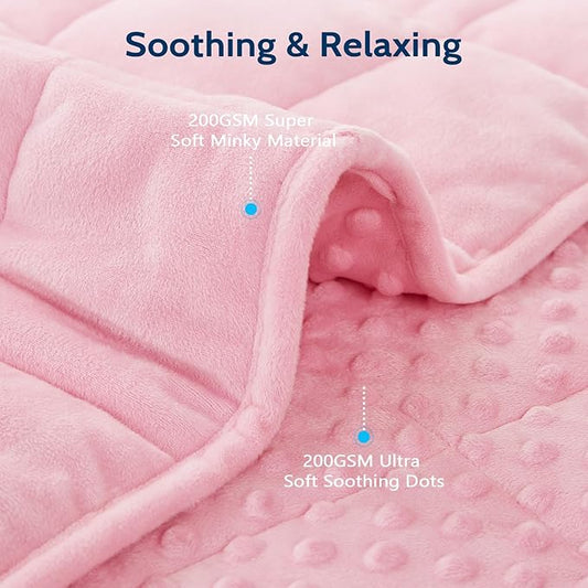 L'AGRATY Weighted Blanket for Adult - 60"x80" 25lbs Minky Dots Heavy Blanket with Glass Beads Soft Breathable for All-Season Summer Fall Winter Thick Comfort for Sleeping