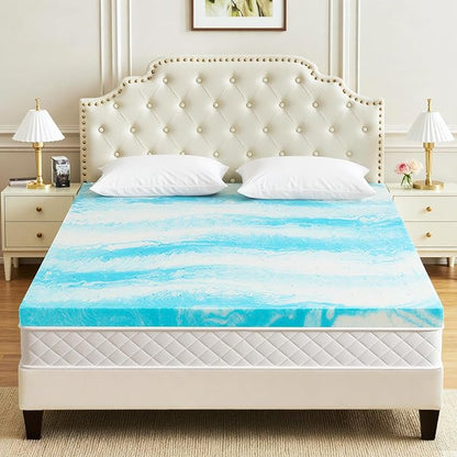 Mattress Topper Queen, 4 Inch Gel Infused Memory Foam Mattress Topper, Pressure Relief, Mattress Pad, Breathable Bed Topper, CertiPUR-US Certified