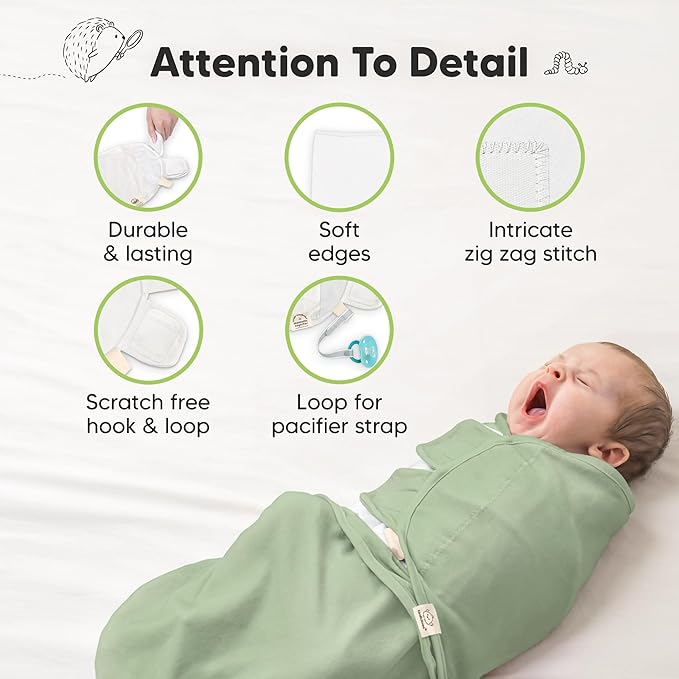 3-Pack Organic Baby Swaddle Sleep Sacks - Swaddles for Newborns, Infant 0-3 Months, Baby Girls, Boys, Soft & Snug Newborn Sleep Sack, Nursery Swaddling Blankets (Slate, OS)