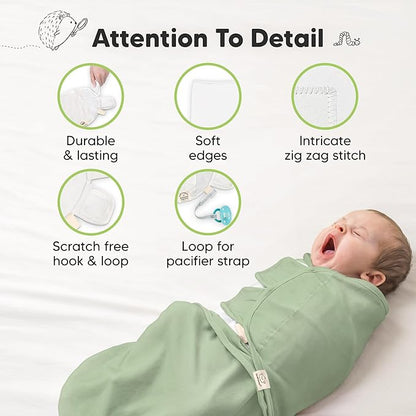 3-Pack Organic Baby Swaddle Sleep Sacks - Swaddles for Newborns, Infant 0-3 Months, Baby Girls, Boys, Soft & Snug Newborn Sleep Sack, Nursery Swaddling Blankets (Slate, OS)