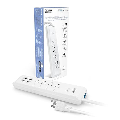 Feit Electric Wi-Fi Smart Power Strip, 4 Smart Outlets + 4 USB Ports, App & Voice Control, Works with Alexa & Google Assistant, 2.4GHz Network, Schedule & Timer Function, LED Indicator