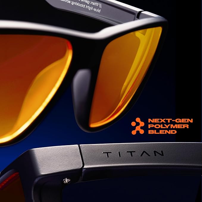 Titan Gaming Glasses, Blue Light Blocking, Night Driving Glasses for Men, Computer Protection Christmas Gift for Gamers
