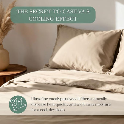 Eucalyptus Sheets - Infused with Silver for Anti-Odor, Softer Than Silk Fibers, More Cooling Than Cotton - Perfect for Hot Sleepers & Sensitive Skin - 100% Tencel Lyocell - Cali-King Sheet Set