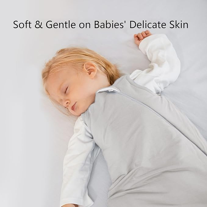 Rayon Made from Bamboo Sleep Sack 0-6 Months 1.0 Tog Ultra Soft Baby Wearable Blanket 0-3 Months Sleeping Sack 3-6 Months for Infant Newborn Babies Unisex Girl Boy 2-Way Zipper Breathable Lightweight