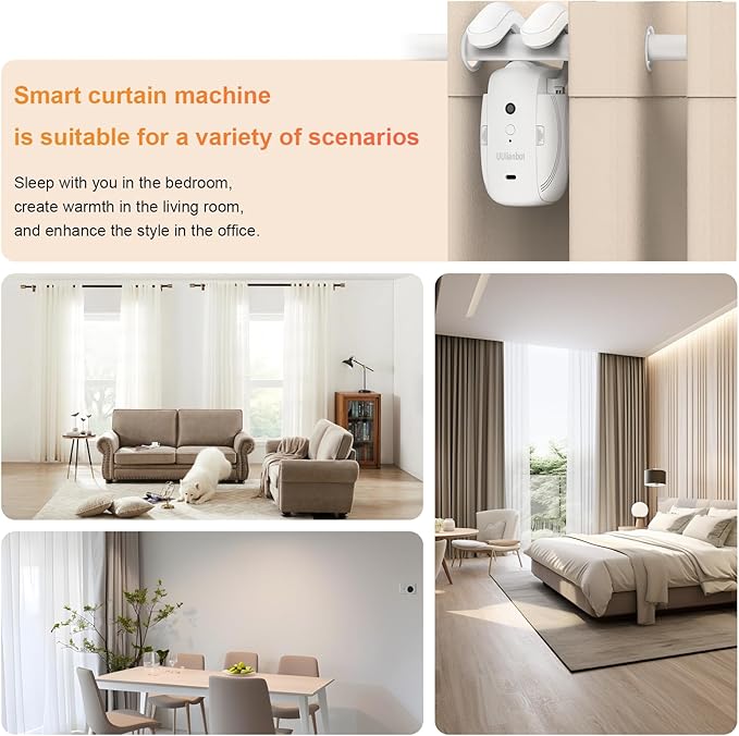 Automatic Curtain Opener with Remote, Compatible with Alexa and Google Home, Smart with Remote for Roman/U/T Rails, Bluetooth Curtain Opener with App/Timer, Gifts for Women and Men