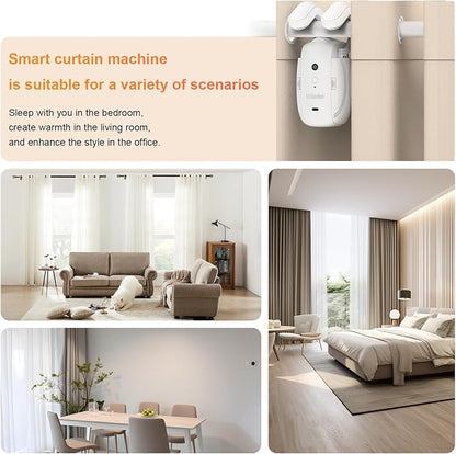 Automatic Curtain Opener with Remote, Compatible with Alexa and Google Home, Smart with Remote for Roman/U/T Rails, Bluetooth Curtain Opener with App/Timer, Gifts for Women and Men