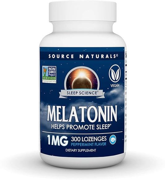Source Naturals Melatonin Helps Promote Sleep* 1 mg - 300 Peppermint Flavored Lozenges